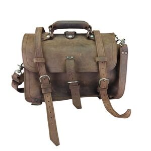 Saddleback Leather Large Classic Leather Briefcase Distressed Brown Buckle Flap